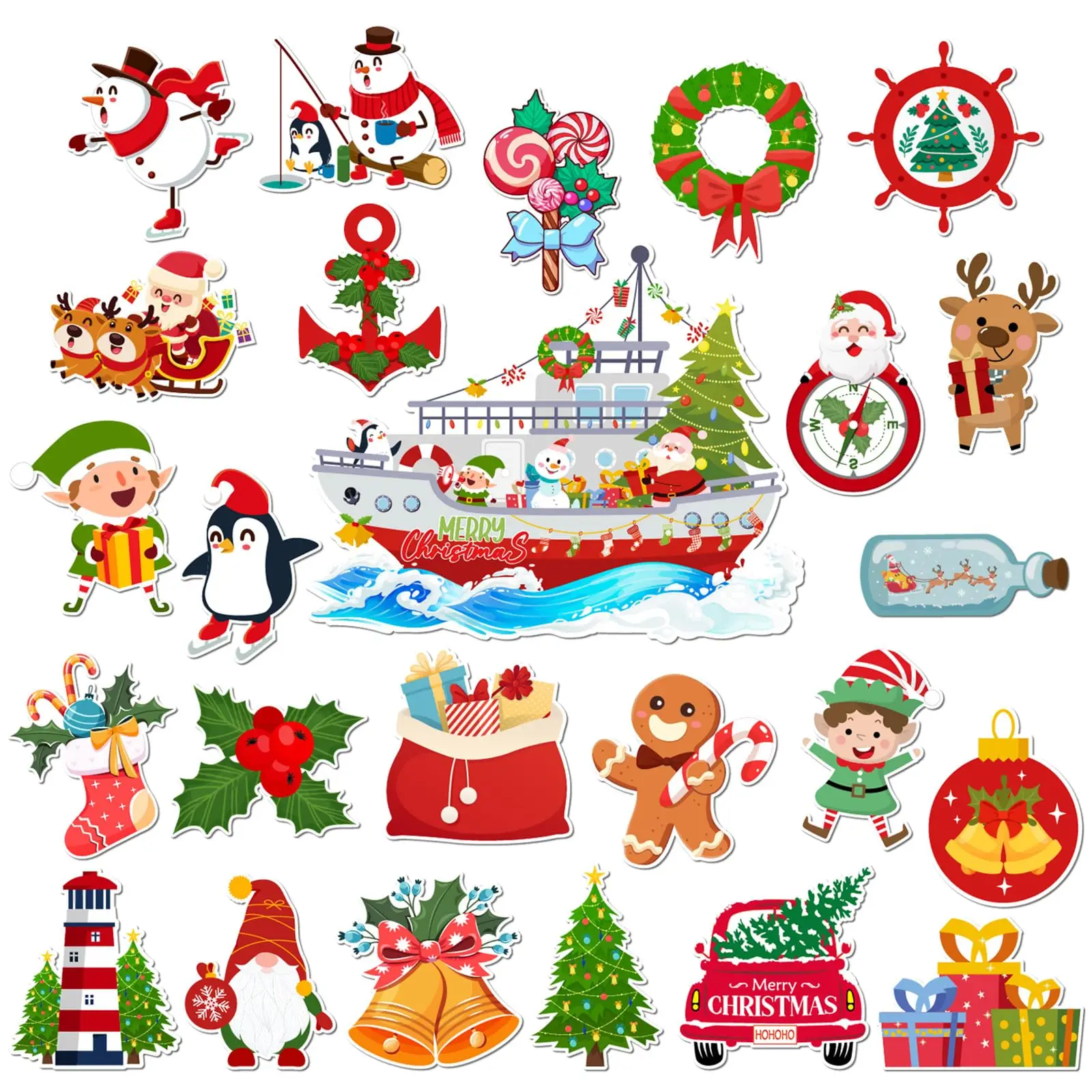 

26pcs Merry Christmas Cruise Door Magnets Decorations, Holiday Cruise Ship Door Magnetic for Car Fridge Refrigerator Holiday