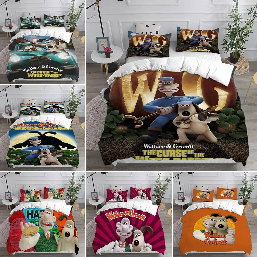 

Wallace & Gromit Bedding Sets Comforter Quilt Bed Cover Duvet Cover Pillow Case Sets Kids Adult Size