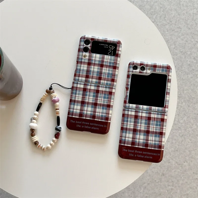 

Plaid Phone Case for Samsung Galaxy Z Flip 6 5 4 3 Protective Back Cover for ZFlip4 ZFlip5 ZFlip6 Case