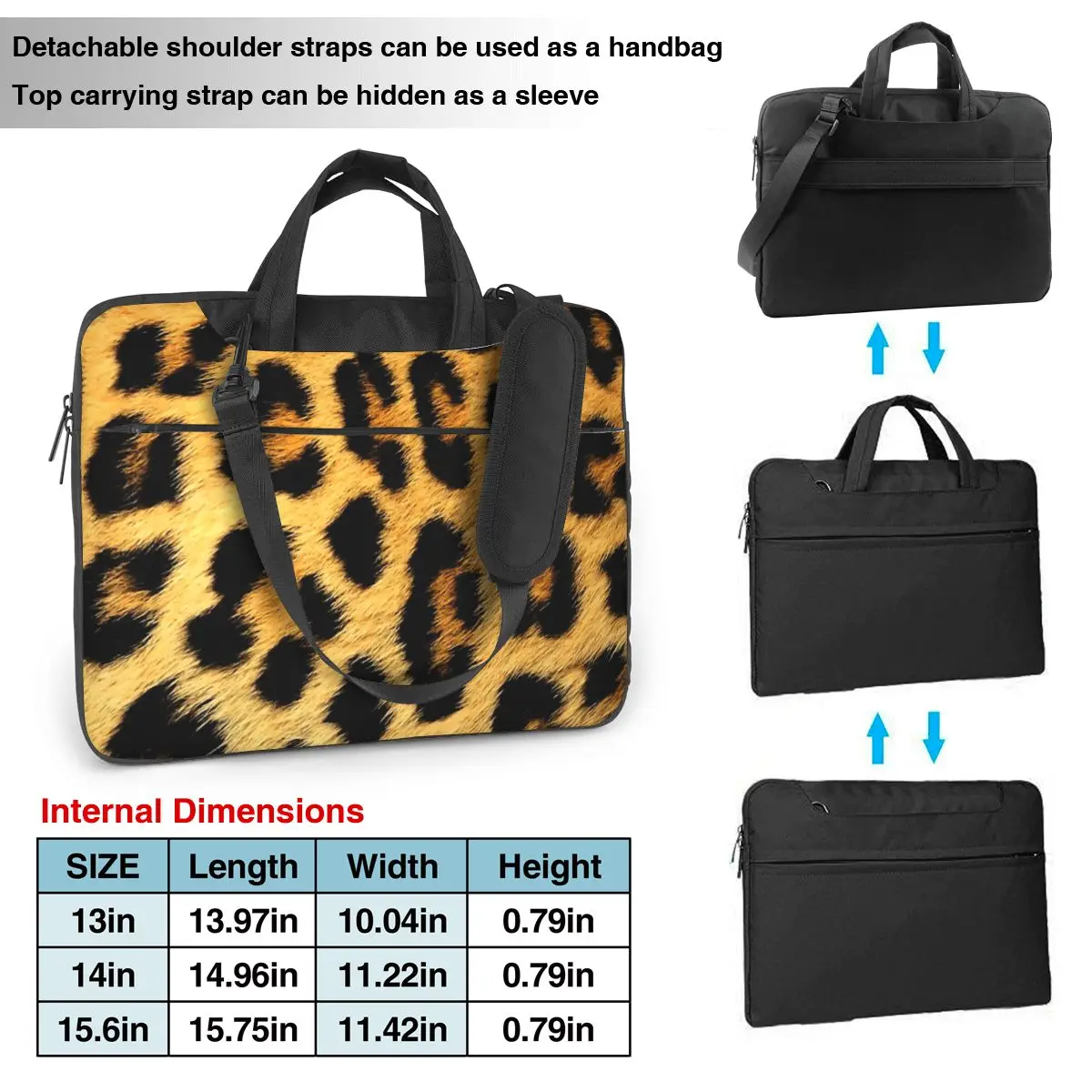 Leopard Print Laptop Bag Shockproof Case Computer Bag 13 14 15.6 Inch Crossbody Laptop Pouch For Macbook Pro Air