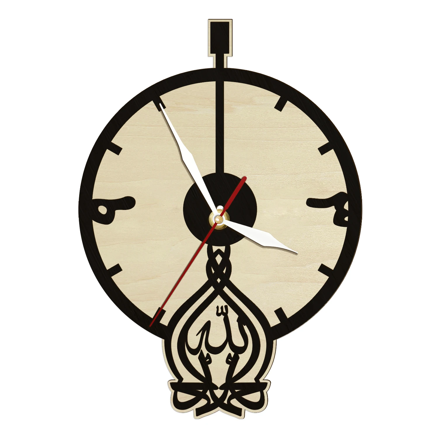 Alhamdulillah Farm House Style Wooden Wall Clock For Living Room Muslim Arabic Artwork Home Decor Wood Watch Ramadan Eid Gift