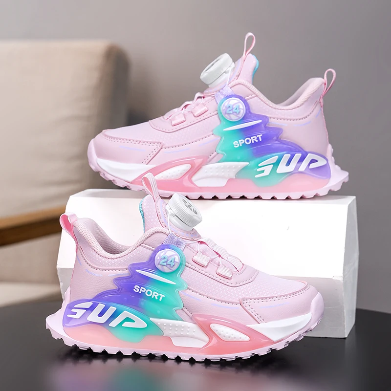 

New Design Children Shoes Pink Platform Girls Tennis Sneaker PU Leather Autumn Kids Daily Sports Shoes School Sneaker for Girl