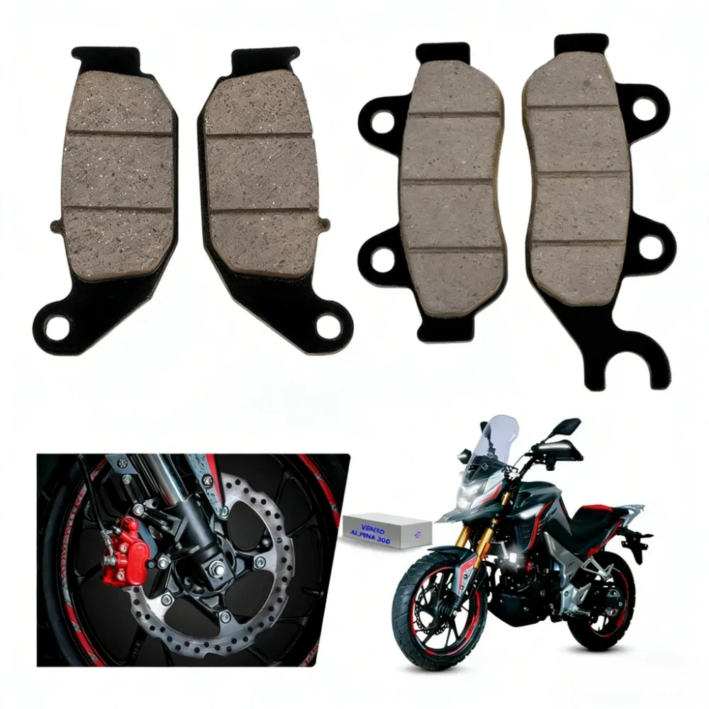 4PCS Motorcycyle Front Rear Brake Pads Fit For Vento Alpina 300 Brake Pad Brake Pads Replacement Vc06070029 Vc15070028 Brake Pad