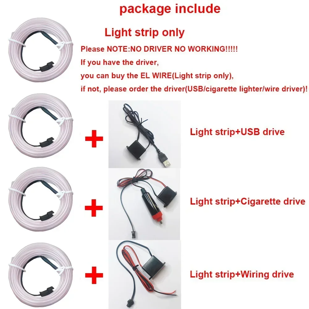 1/2/3/5M Car Interior Led Decorative Lamp EL Wiring Neon Strip For Auto DIY Flexible Ambient Light USB Party Atmosphere Diode