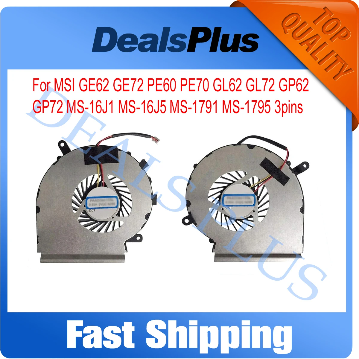 New CPU GPU Cooling Fan Replacement For MSI GE62 GE72 PE60 PE70 GL62 GL72 GP62 GP72 MS-16J1 MS-16J5 MS-1791 MS-1795 PAAD06015SL