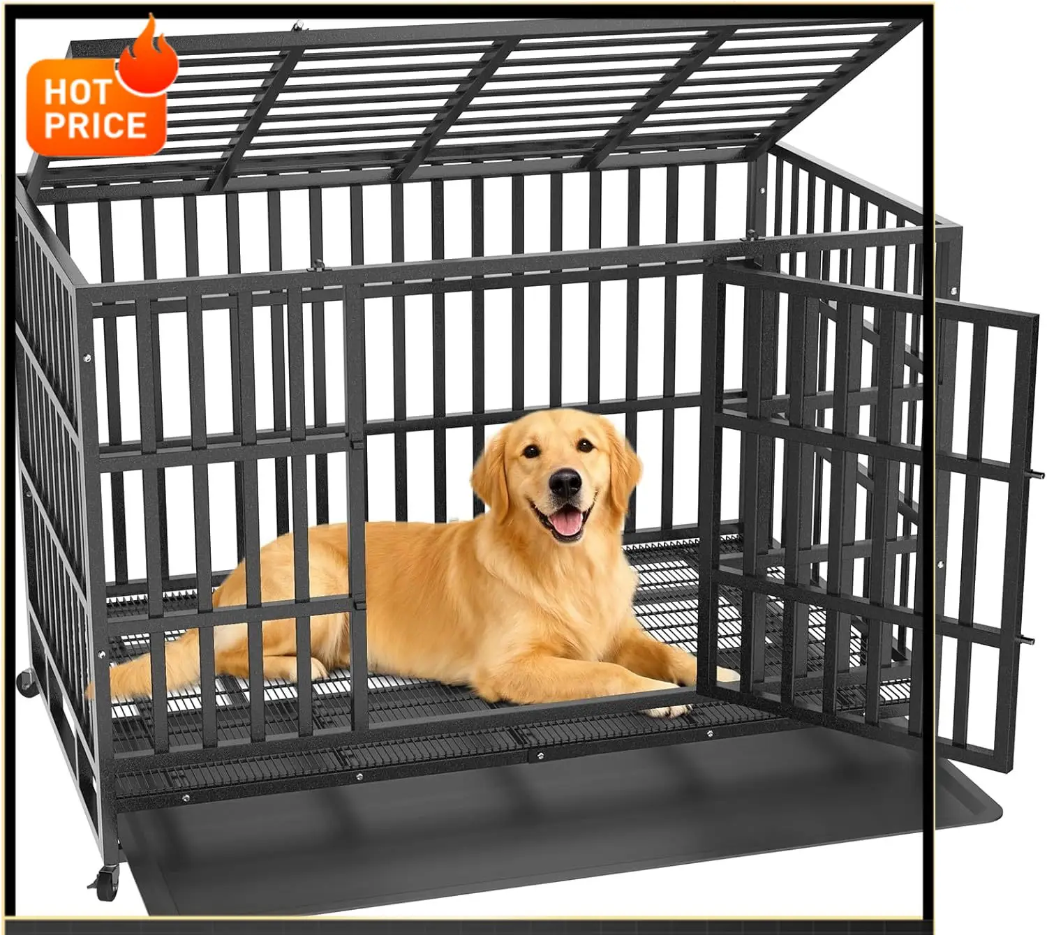 

BestsellerHeavy Duty Dog Crate 48 Inch, Indestructible Dog Crate with Removable Tray, Escape Proof & High Anxiety Dog Kennel Ind
