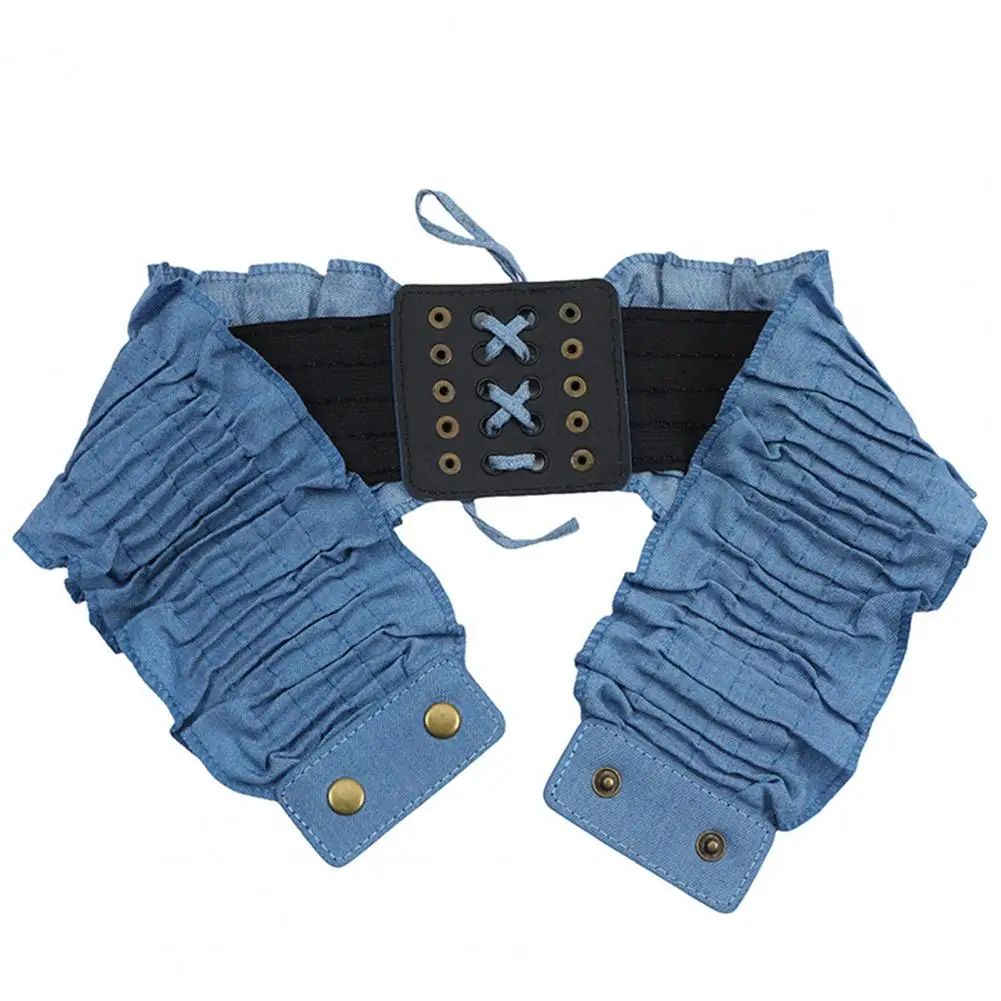 Waist Belt Punk Style Denim Elastic Dress Belts for Women Wide Edge Corset Skirt Belt Retro Fabric All-match Accessories Wide