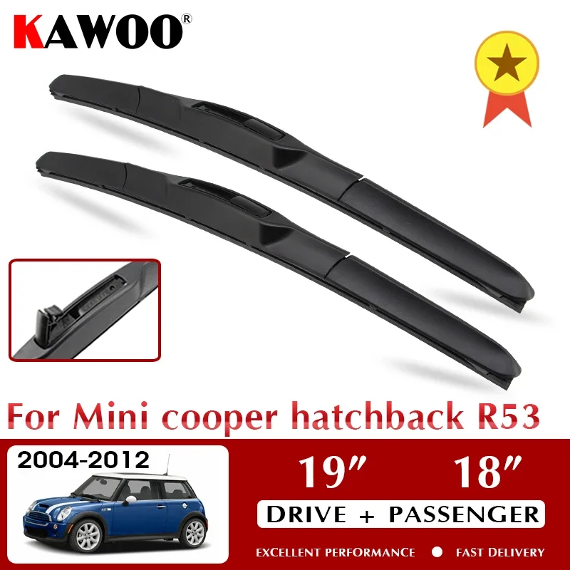 

KAWOO Wiper Car Wiper Blade For Mini cooper hatchback R53 2004-2012 Windshield Windscreen Front Window Accessories 19"+18"