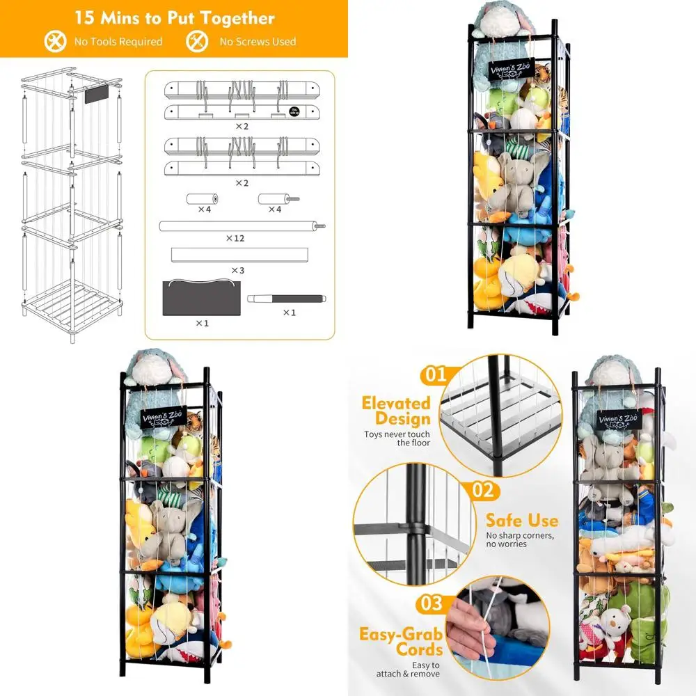

Деревянный органайзер для мягких игрушек в виде зоопарка, экономящий место, для детских комнат и игровых зон, идеальный подарок