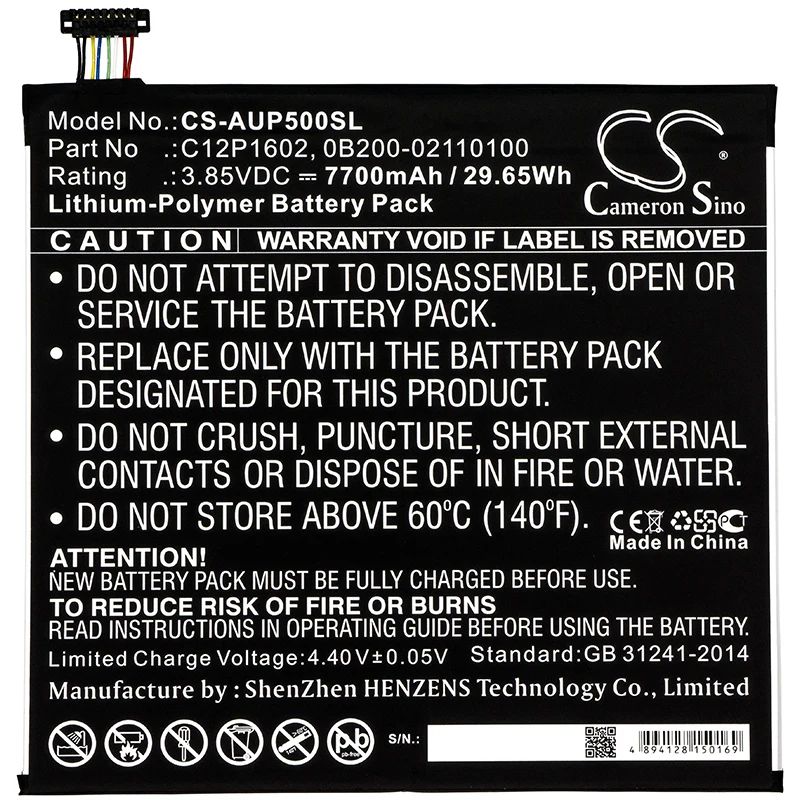 Li-Polymer Tablet Battery for Asus,3.85v,7700mAh,Z500KL,ZenPad Z10,ZT500KL,LCD Monitor M,MB16AP,LCD Monitor X,XG17AHP,XG17AHPE