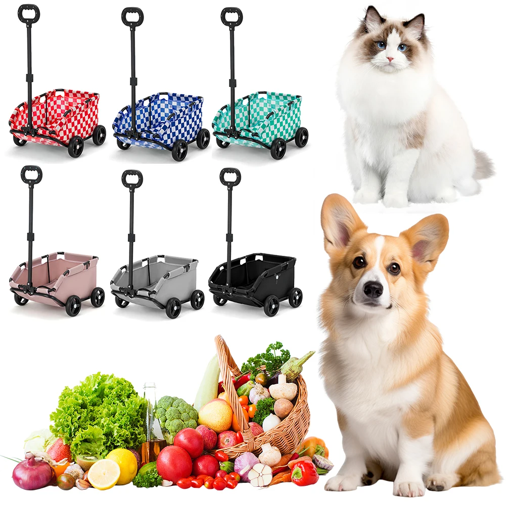 Folding Travel Walking Pet Cart Dog Stroller 4 Wheels for Traveling Rolling Cat Carrier Pet Carriage Ideal for Small Pets Outing