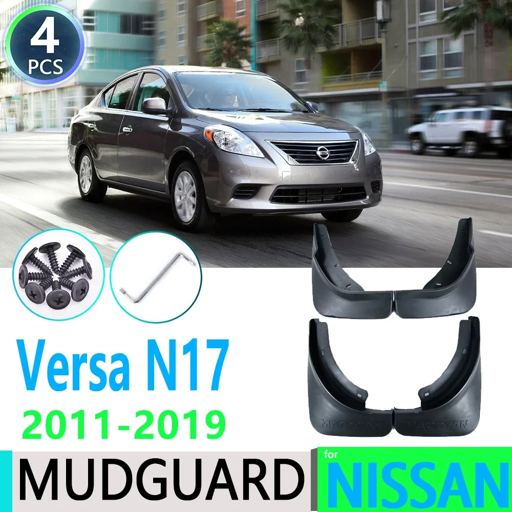 

for Nissan Versa Sedan Latio Sunny Almera N17 2011~2019 4pcs Car Fender Mudguard Mud Flaps Guard Splash Flap Car Accessories