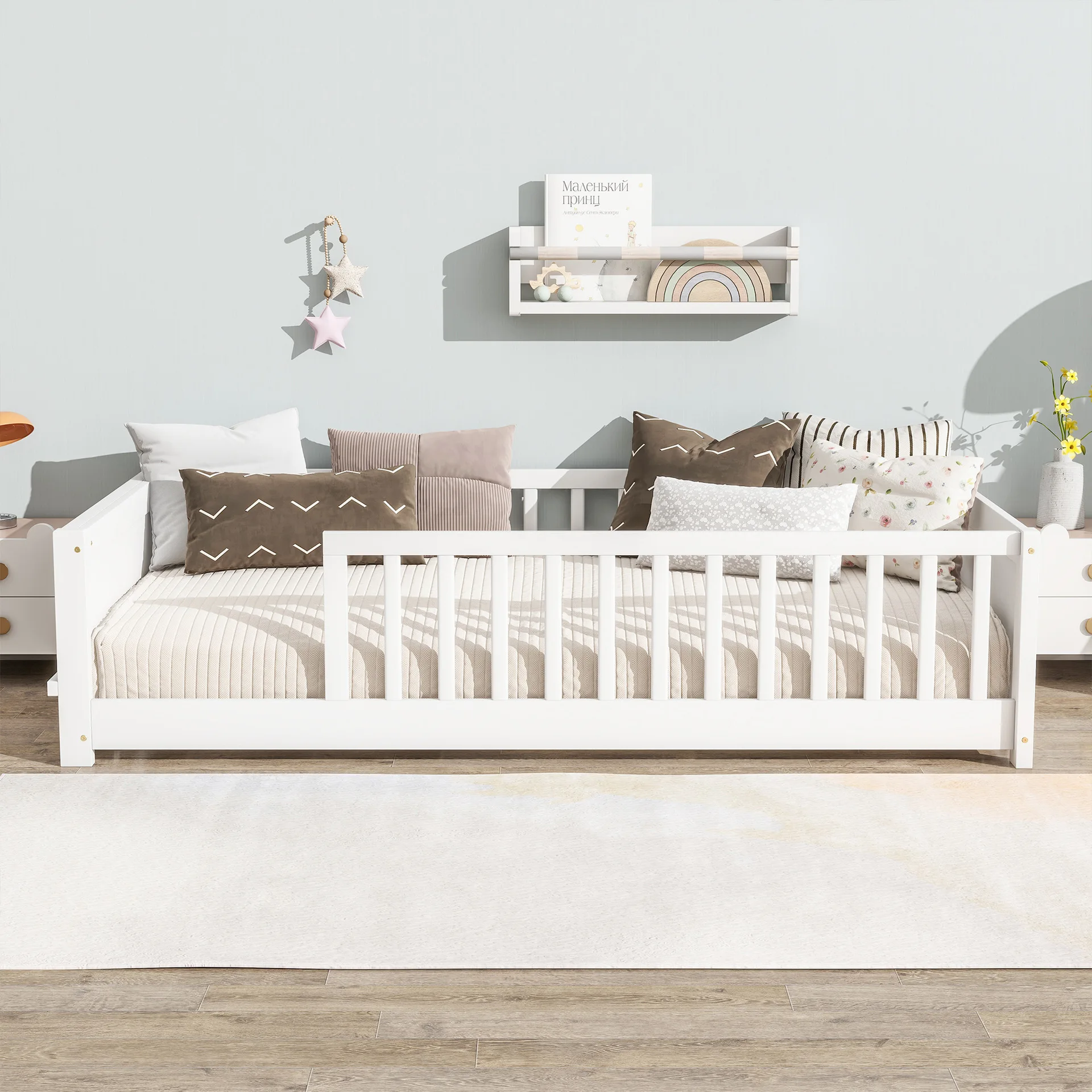 

Детская кроватка-манеж из массива дерева с защитным ограждением, трансформируемая, современный дизайн, для спальни и гостиной, оптовая продажа от производителя