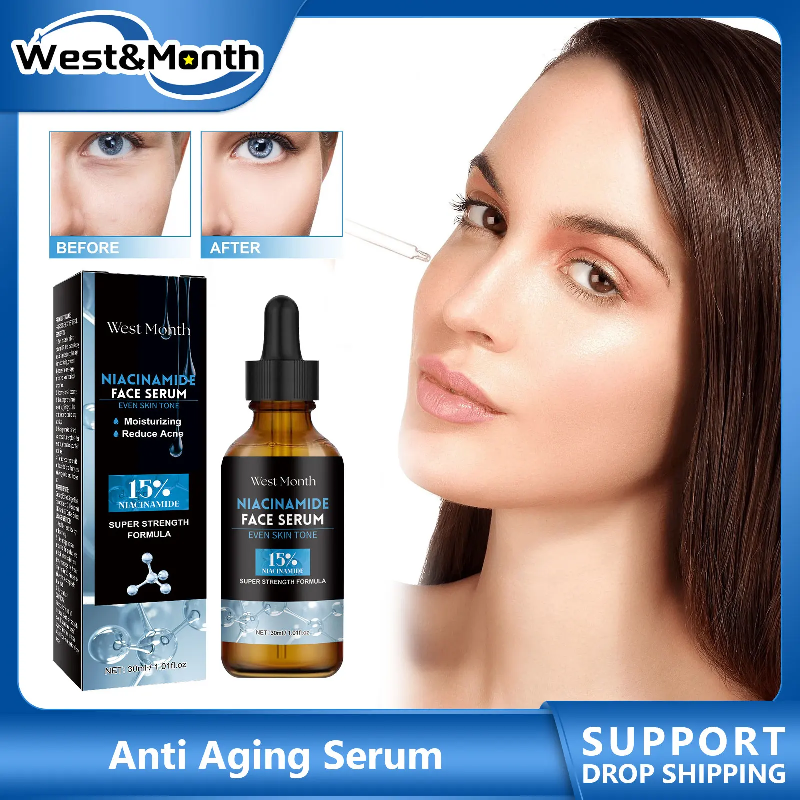 Anti Wrinkles Serum Reduce Fine Lines Smooth Improve Dullness Firming Lifting Tighten Hydrating Nicotinamide Whitening Essence