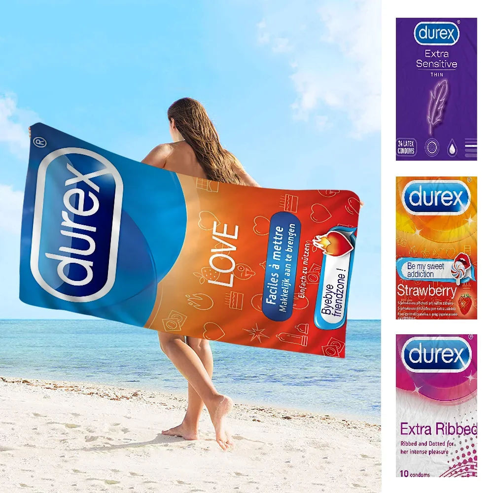 Sexy condom brand D-Durexes Beach Towel Colorful Bath Towels for Girl Microfiber Dry Custom Sand Free Beach Yoga Spa Gym Pool