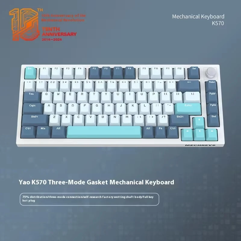 

Mechrevo K570 Mechanical Keyboard Tri-Mode 81 Key Custom Gasket Mount Hot Plug Gateron G Yellow Pro3.0 Switch Gaming Keyboard