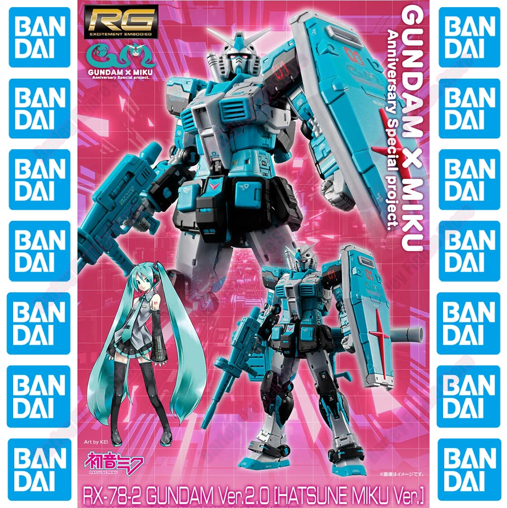 

Bandai RG 1/144 RX-78-2 Gundam Ver.2.0 Hatsune Miku Collaboration PB Limited Assembly Model Kit Collection Anime Model Toy Gift