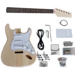 Full Set DIY ST TL Electric Guitar Kit, Basswood Body, Unfinished Neck, All Hardware