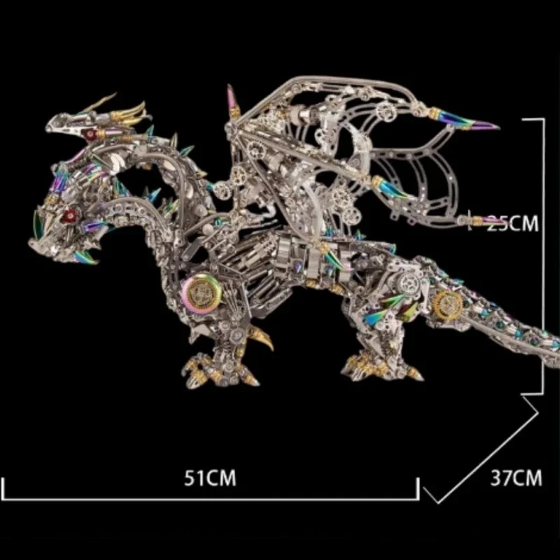 3D Puzzle Three Headed Dragon Metal Model Building Kits DIY Ancient Divine Beasts dragons Assembly Toys for Adults  - 2900PCS+