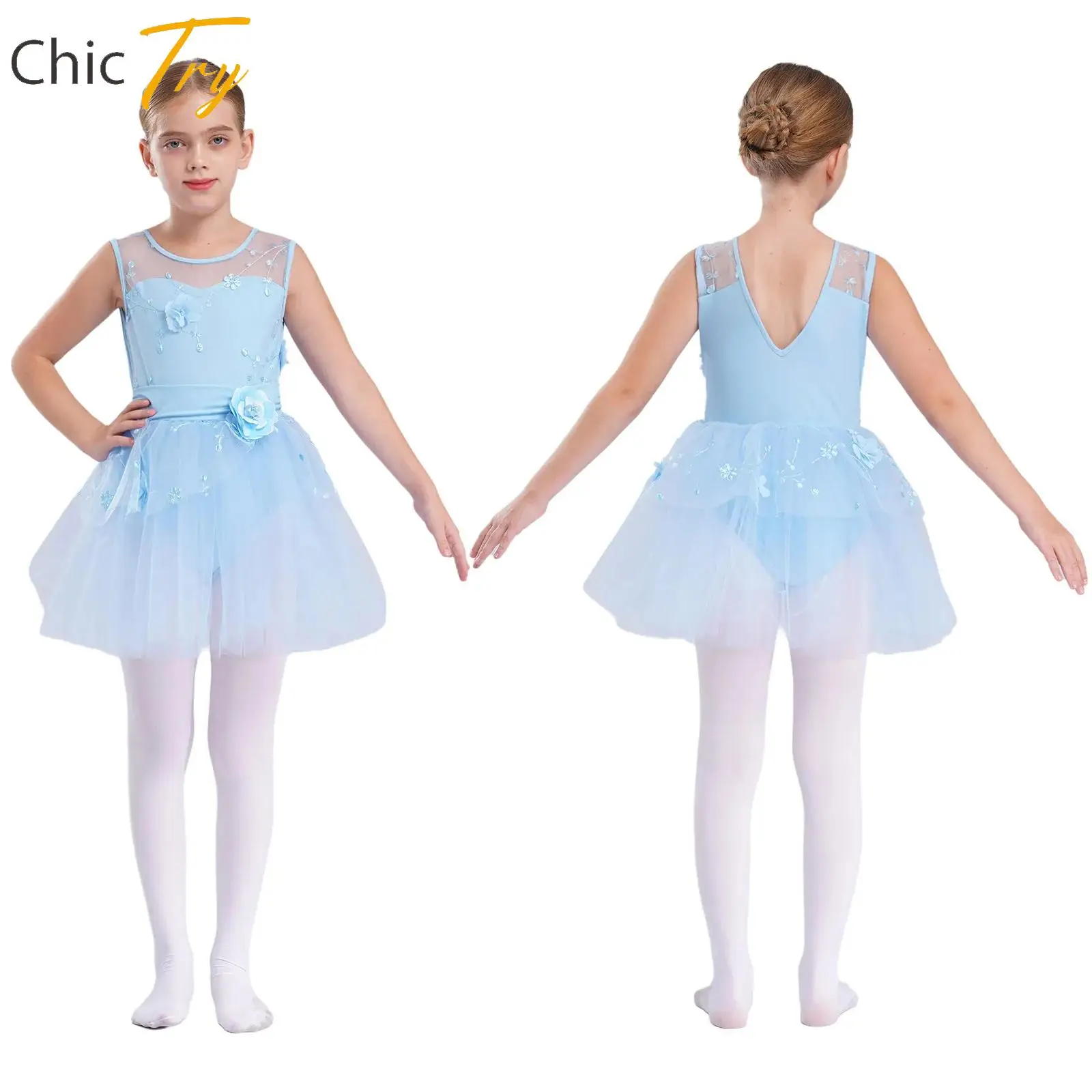 

Girls Sleeveless Ballet Dance Tutu Dress Prom Party Performance Costume Applique Embroidered Dress Party Dress Ballet Dancewear