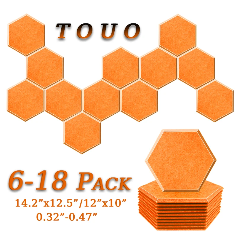 TOUO Acoustic Panel 6/12/18 Pcs High-Density Flame-Retardant Material Sound Insulation Ceiling Drum Room Acoustic Treatment