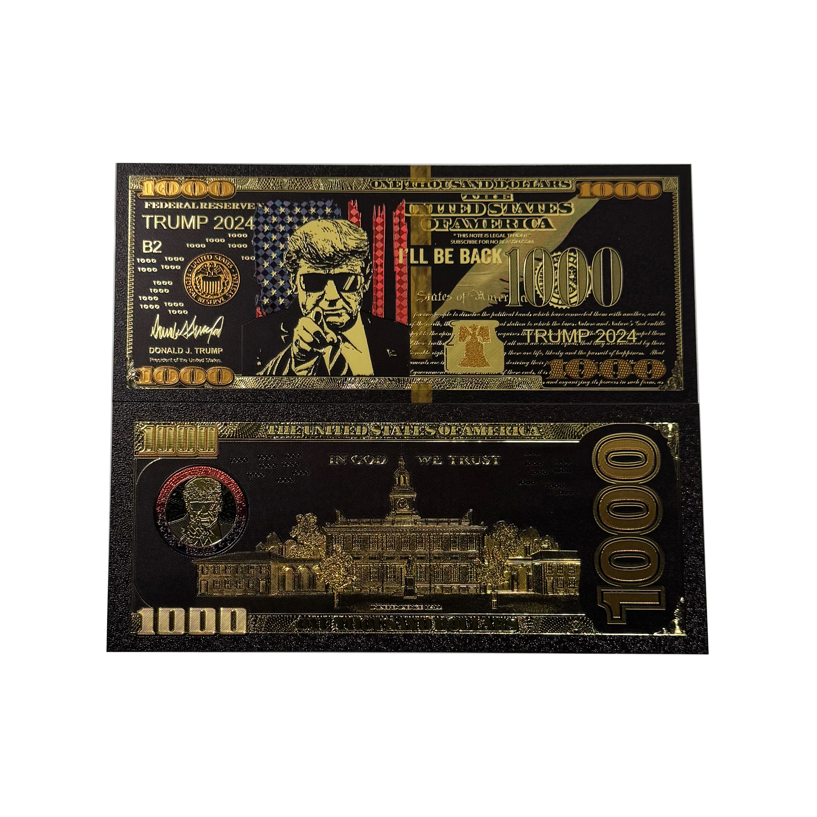 Cool Trump Black Goden Banknotes 2024 Fight Card Make America Great Donald Trump 100 US Dollar 24K Gold Banknote