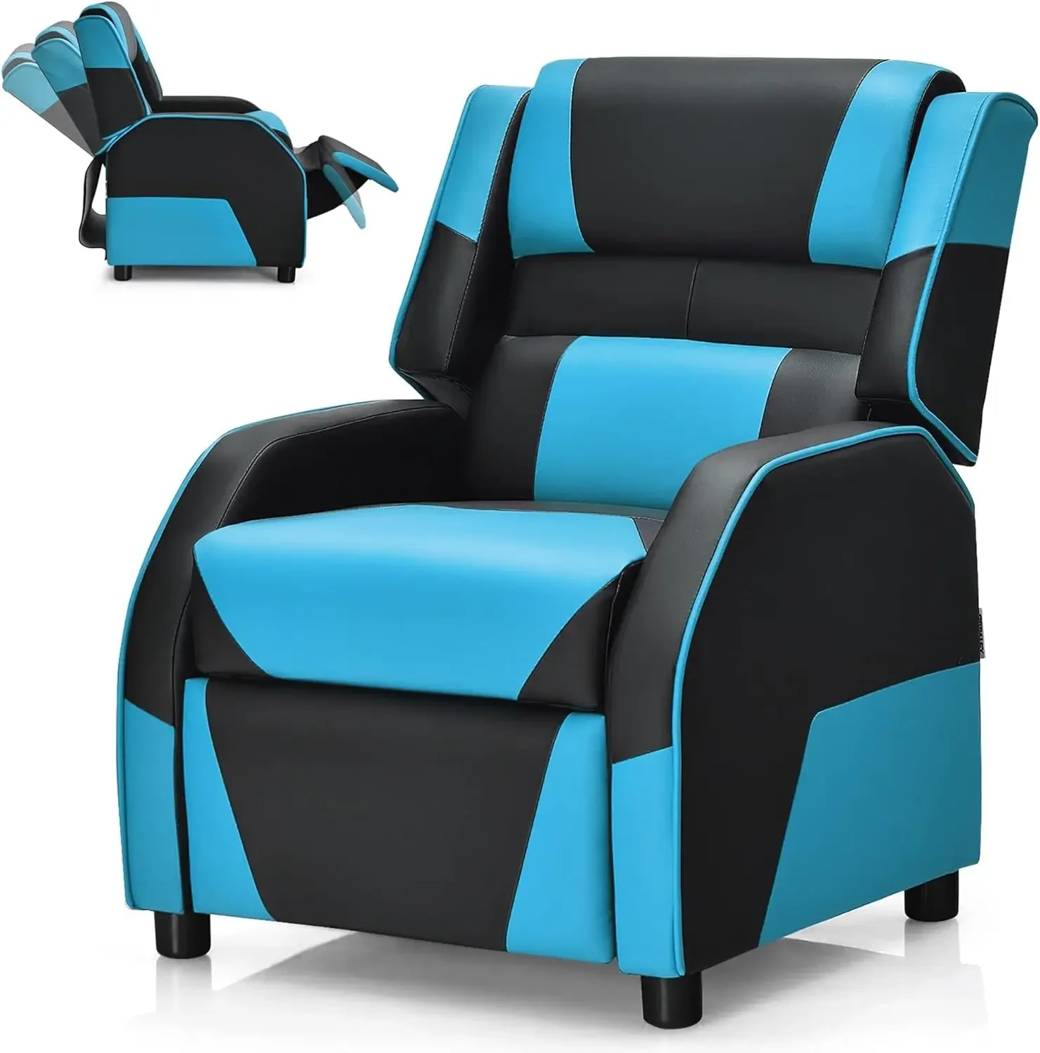 Larger Kids Gaming Chair Leather Recliner Sofa Children Ages 3-12, BlackBlue