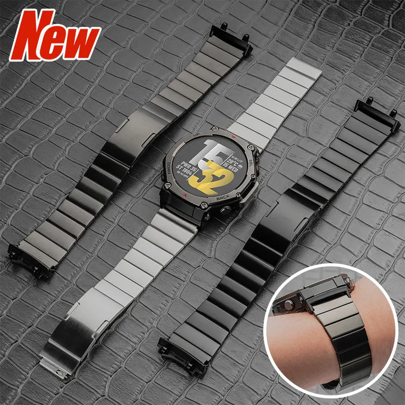 

Ремешок из нержавеющей стали для Huami Amazfit T-REX 3/2, ремешок для умных часов, браслет для Amazfit T-Rex/T-Rex Pro/Ultra браслет Correa