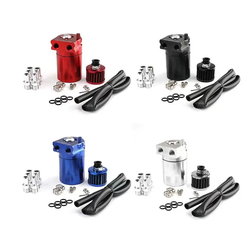 300ml Car Oil Catch Can Reservoir Tank / Oil Tank With Air Filter Black Blue Purple Red Silver Universal Baffled Aluminum