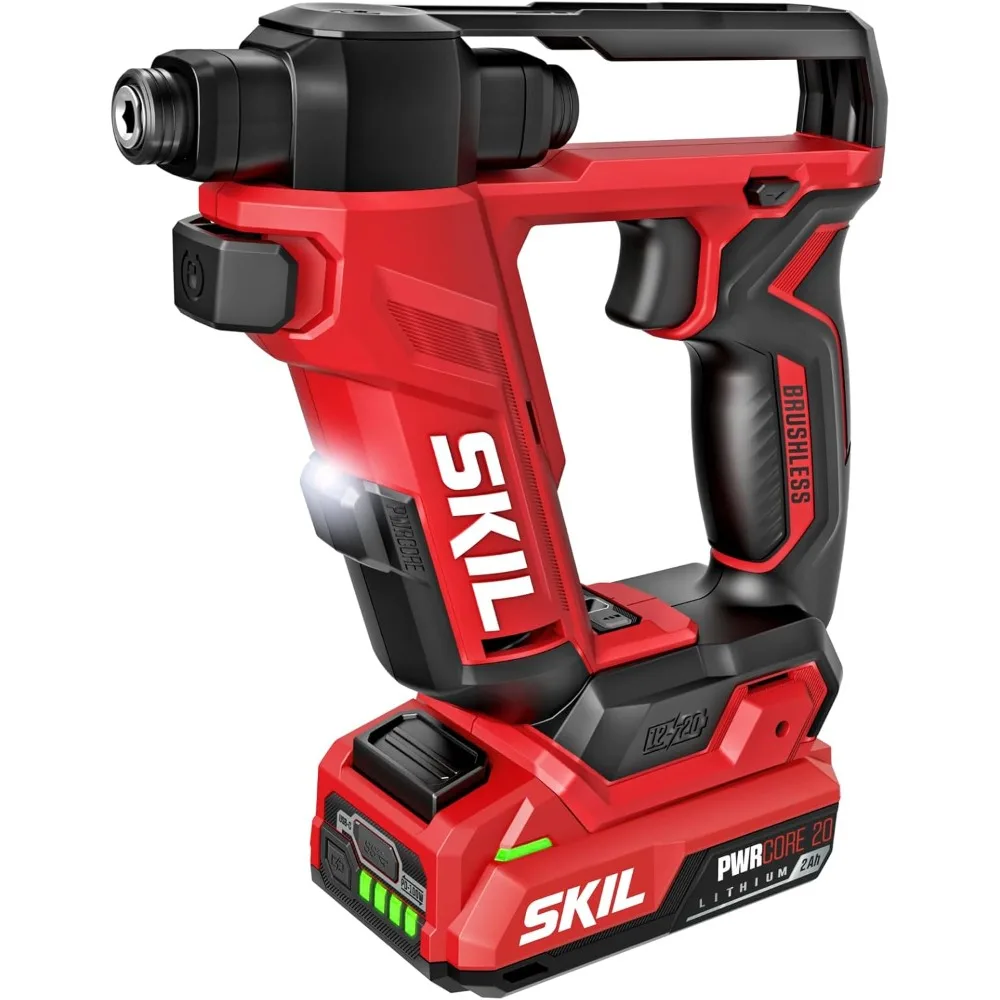 Аккумуляторная дрель 20 В с двусторонней откидной головкой, регулируемым крутящим моментом и встроенным магнитным хранилищем