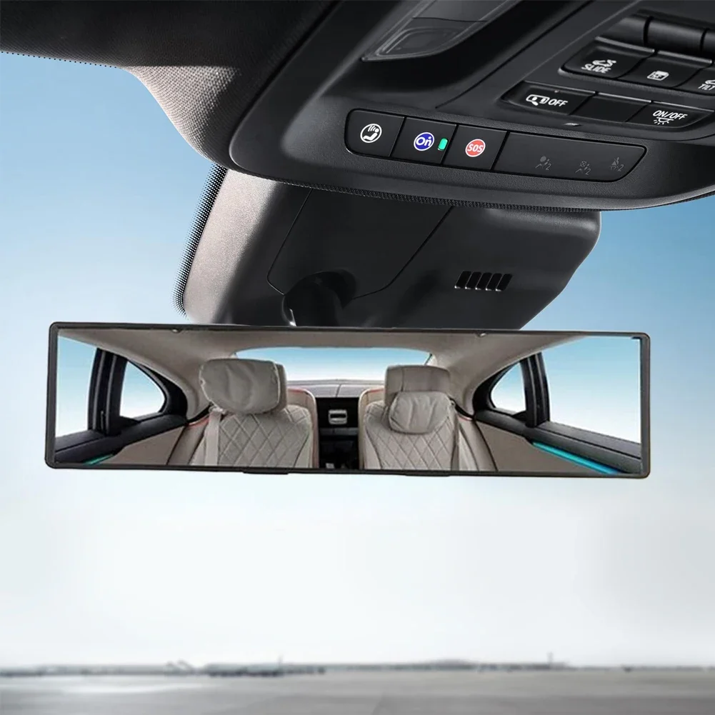 Car Rear View Mirror 285mm Anti Glare Wide Angle Convex Curve Panoramic Mirror Rubber Clip Car Interior Rear Mirror Car-styling