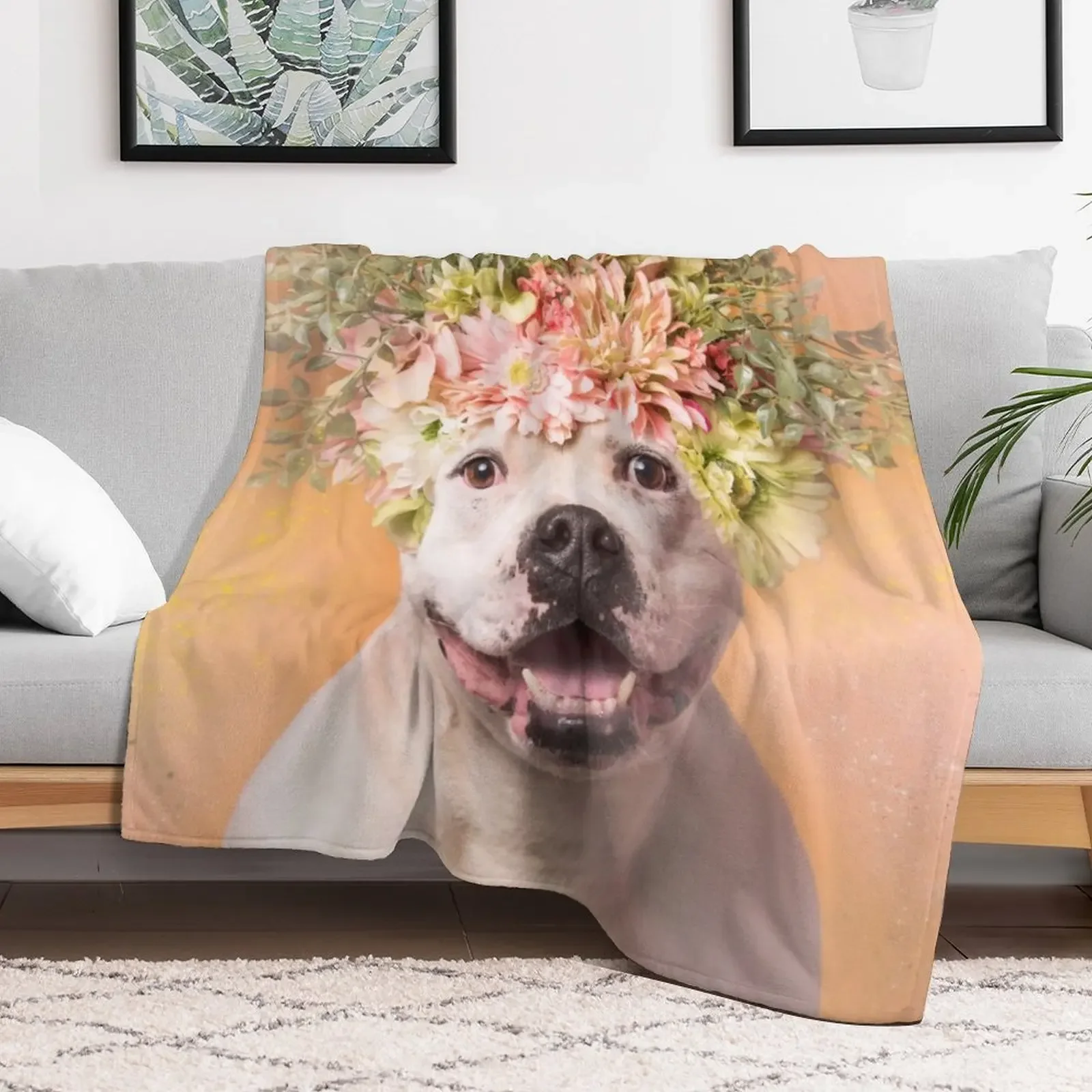 Pit Bull Flower Power, Big Tuna Throw Blanket for winter Multi-Purpose for sofa Blankets