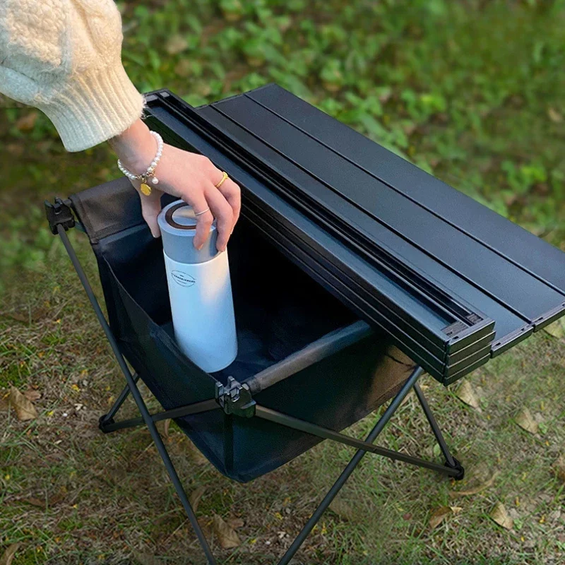 Outdoor Camping Portable Tables Trips Hike with Storage Box Kit Lightweight Aluminum Alloy Picnic BBQ Table Stable Folding Desk