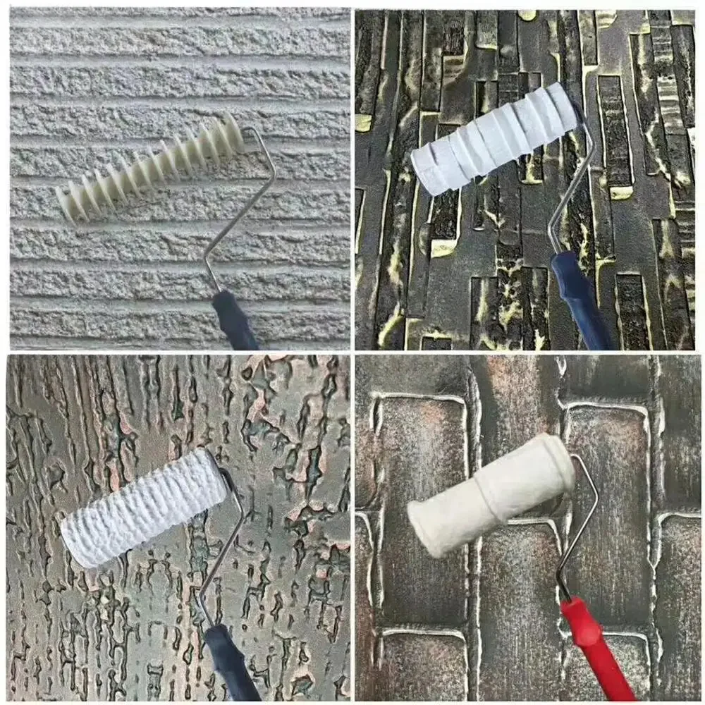 Rolo de Pintura para Parede, Ferramenta de Borracha Protetora, Rolo Texturizado de Poliuretano para Revestimento de Cerâmica, Rolo de Pintura