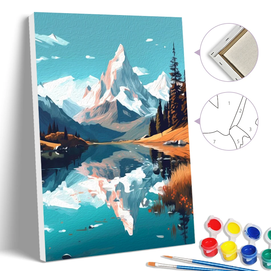

SDOYUNO Simple Painting By Numbers For Beginner Modern Acrylic Paints Landscape Pictures Canvas 20X30cm With Frame hobby Crafts