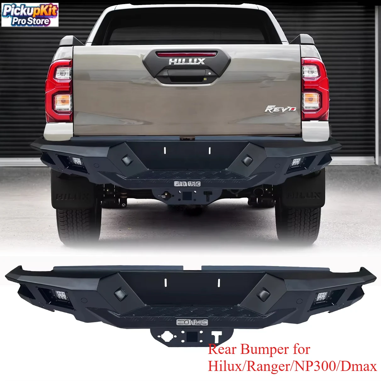 

Steel Rear Bumper with Tow Hitch for Hilux/Ranger/NP300/Dmax