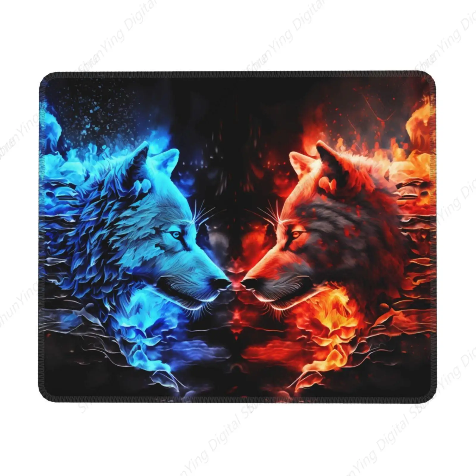 

Wolf Duel Lock Edge Mouse Pad, Non Slip Rubber Base Gaming Computer Laptop Office Mouse Pad 18*22cm