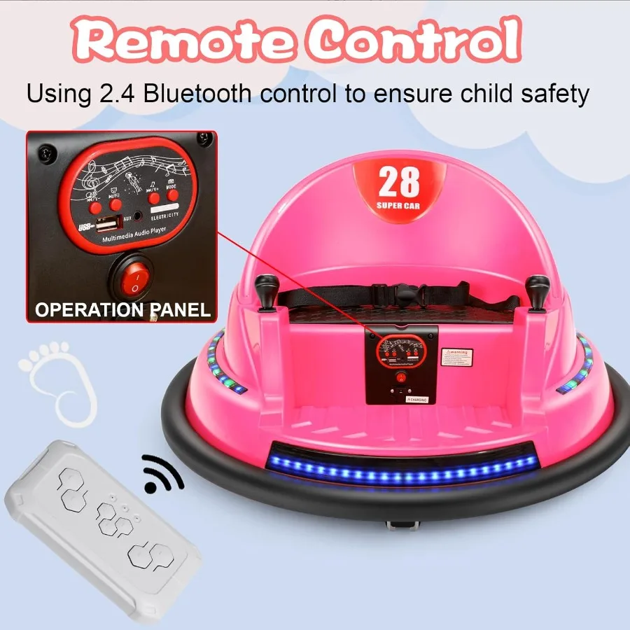 รถยนต์กันชนไฟฟ้า 12V 3 ระดับความเร็ว สำหรับเด็กวัย 1.5-8 ปี ของเล่นรถกันชนเด็ก พร้อมสติ๊กเกอร์ DIY ของขวัญของเล่นเด็ก รีโมทคอนโทรล