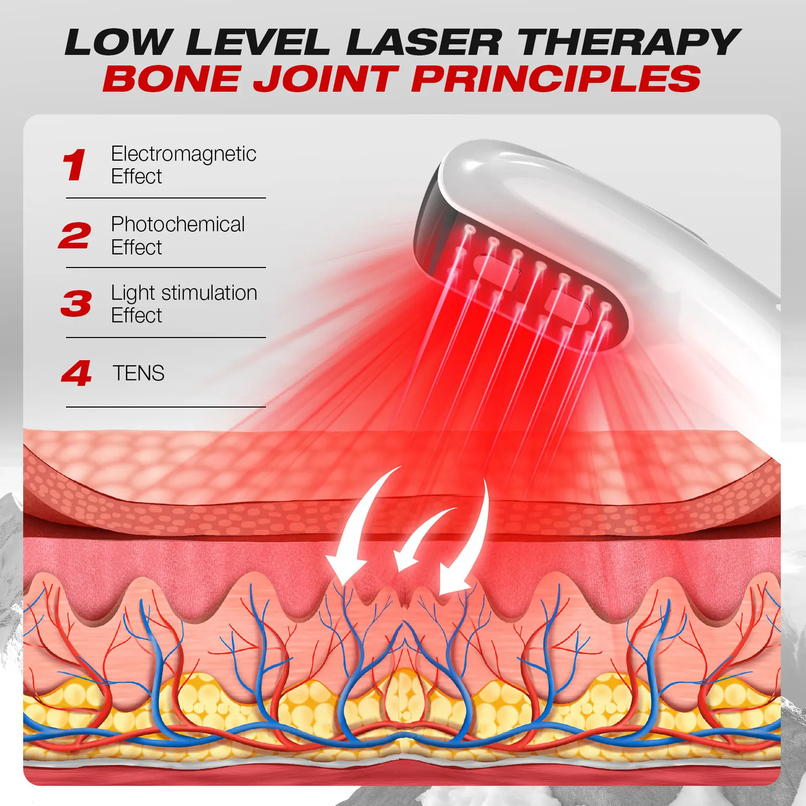 Low Frequency Therapy Device 4X808nm Adjustable Electrical Nerve Stimulation Device For Body Pain Relief&Joint/Muscle&Tissue