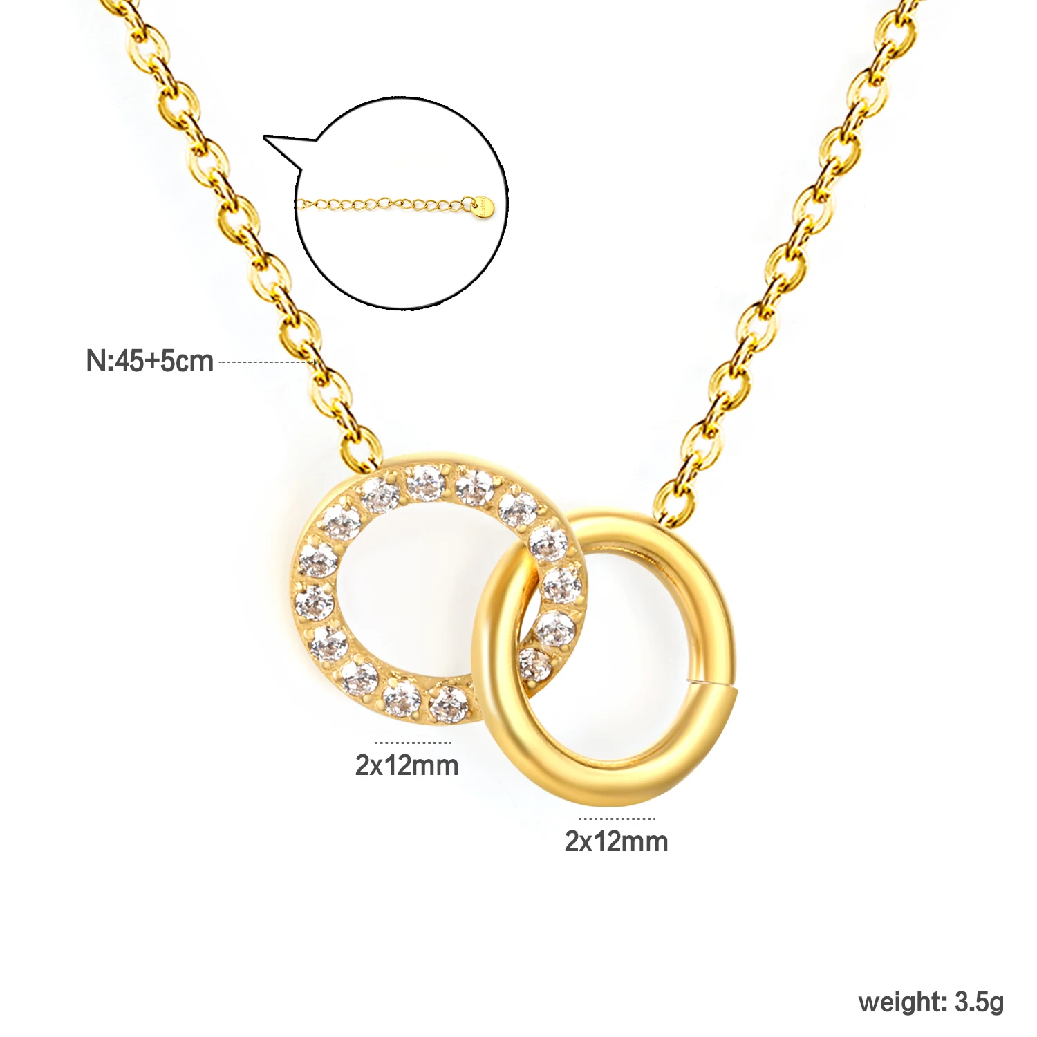 Hollow Circle Zircon Pendant Necklace Stainless Steel Geometric Polished Cross Clavicle Chain Delicate Minimalist Versatile  Mul