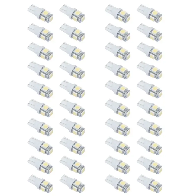 AU28-40Pcs Super White T10 Wedge 5-SMD 5050 LED Light Bulbs W5W 2825 158 192 168 194
