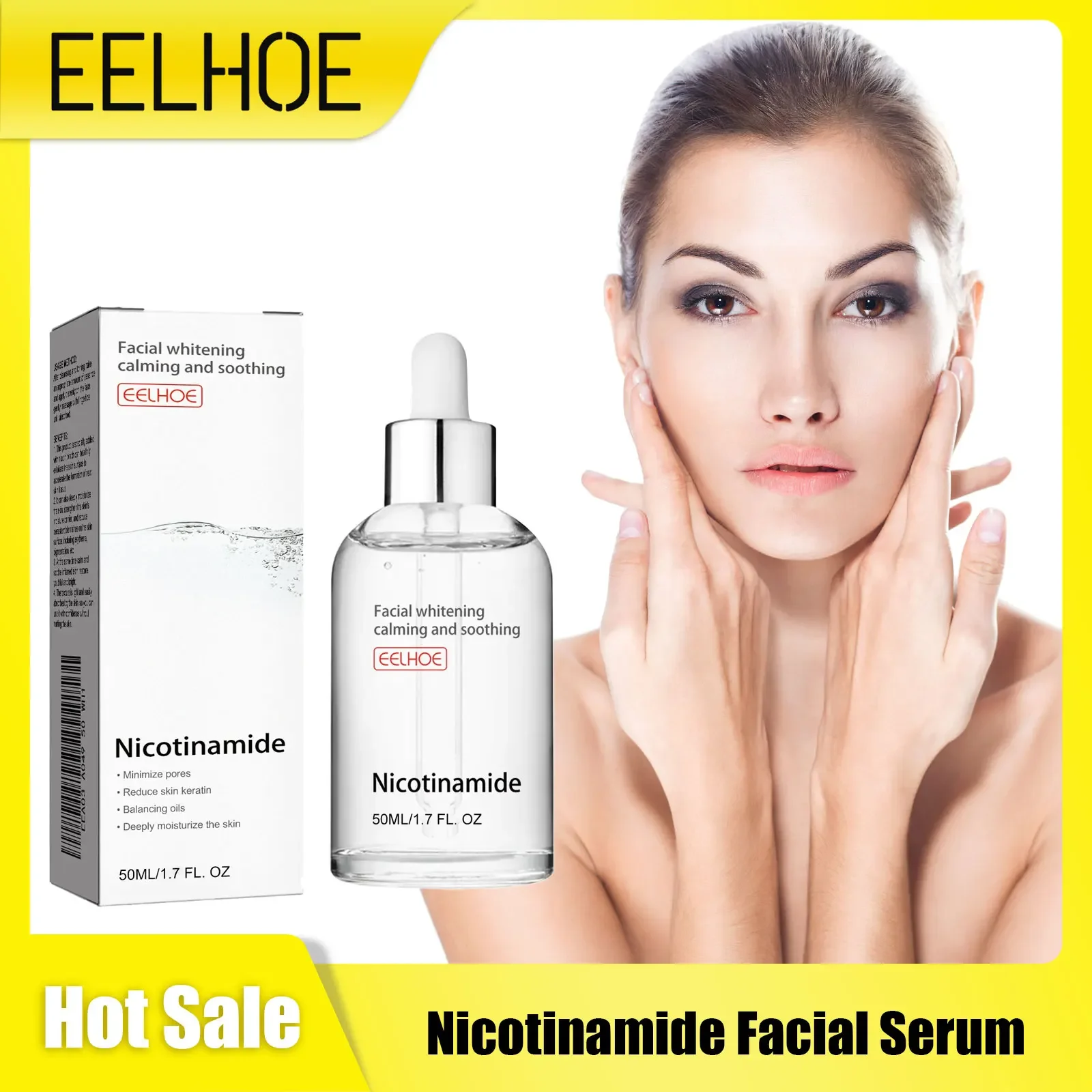 

EELHOE Nicotinamide Face Serum Nourish Face Contour Facial W-hitening Shrink Pores Pigmentation Remover Skin Care Products 50ml