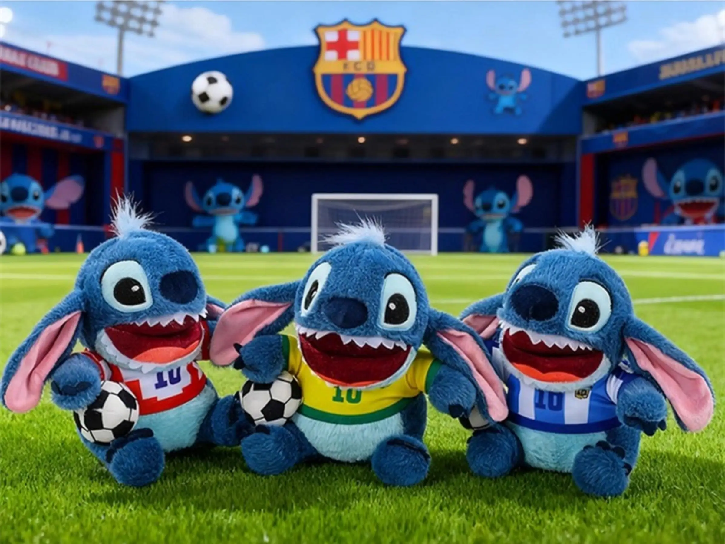 スティッチぬいぐるみフットボールシリーズ人形No.10フットボールリロ＆スティッチスーツブルー漫画かわいい睡眠仲間おもちゃ23cm