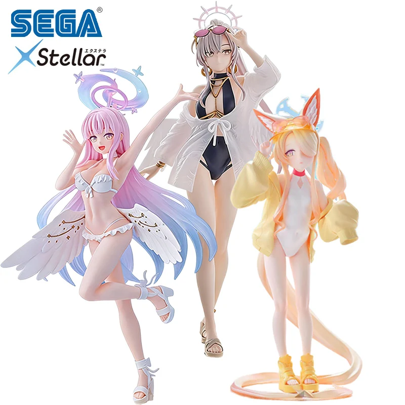 SEGA XStellar Blue Archive Misono Mika 22CM Yurizono Seia 20CM Kirifuji Nagisa 22CM Figuras de Acción de Anime en Traje de Baño de PVC Modelo de Juguete