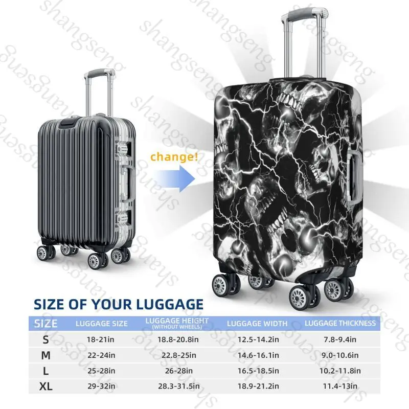 Gothic Black Skull Damask Thick Elastic Luggage Protective Cover Zipper Suit For Bag Suitcase Covers Trolley Cover Travel