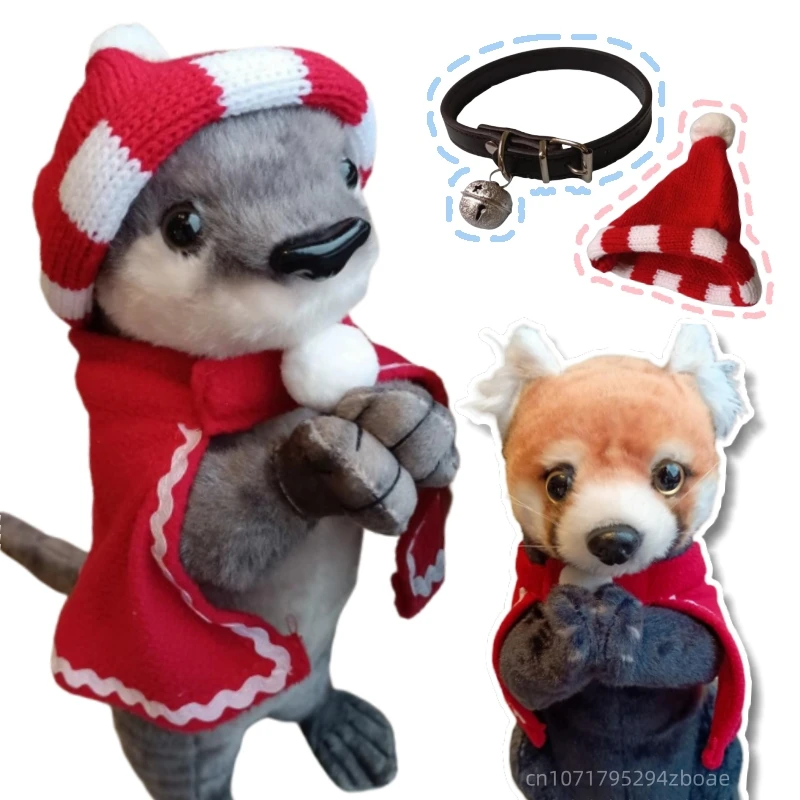 

35cm Fun Simulation Hot Adorn Blessing Wild Animal Plush Doll Standing Red Panda Otter Kangaroo Raccoon Plush Toy Christmas Suit