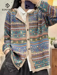 New Autumn Cotton Long Sleeve Sweater, Women O Neck Jacquard Tops, Mori Girl Loose Retro Commute Warm Cardigan, Winter C49037CC