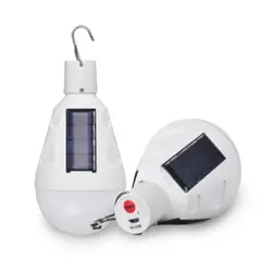 Lámpara alimentada por energía Solar, bombilla Led portátil de 12W, luces recargables para tienda de campaña, pesca nocturna, Panel de energía Solar de emergencia