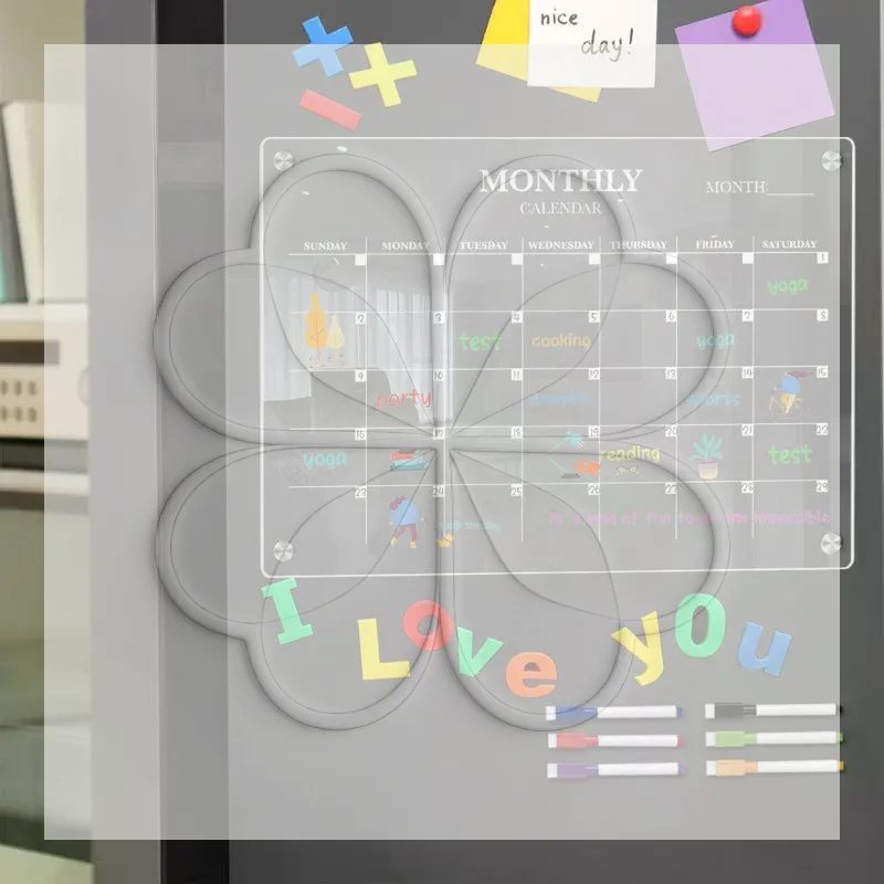 Clear Dry Erase Board Acrylic Magnetic Erase Calendar Whiteboard Fridge Magnet Planner Board Reusable Memo Bulletin Whiteboard