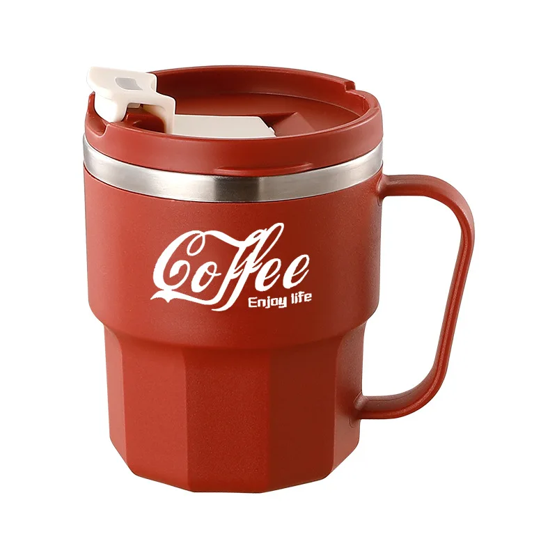 Stainless Steel Coffee Cup With Lid&Handle Double Layer Coffee Mug Drinkware Reusable Insulated Water Cup Milk Coffee Mug